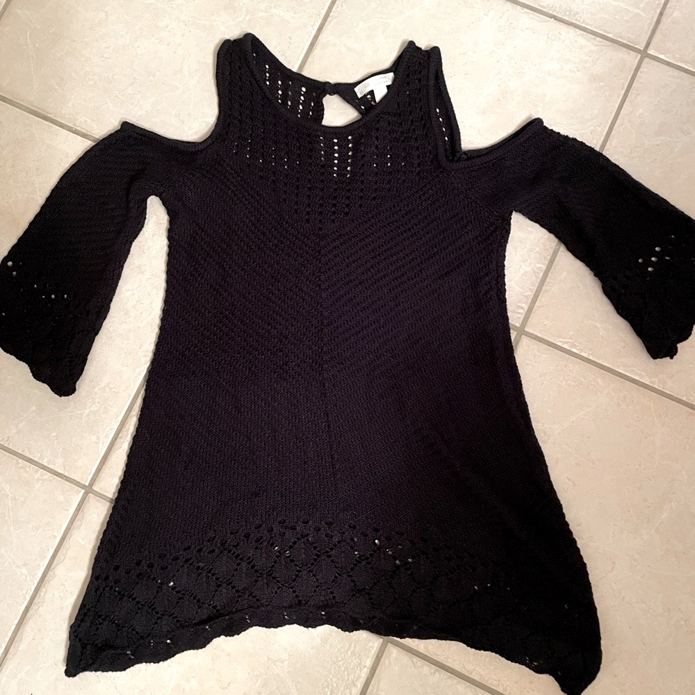Cold shoulder knit sweater